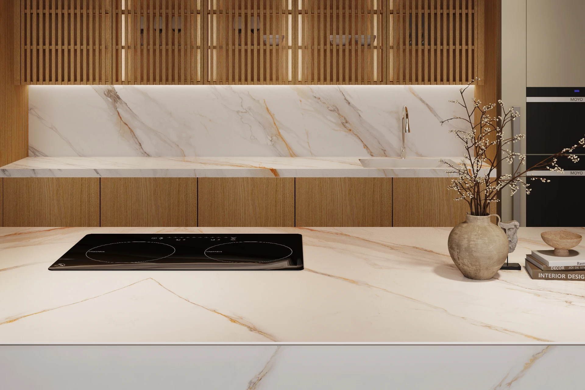Siphona Gold porcelain in a refined kitchen